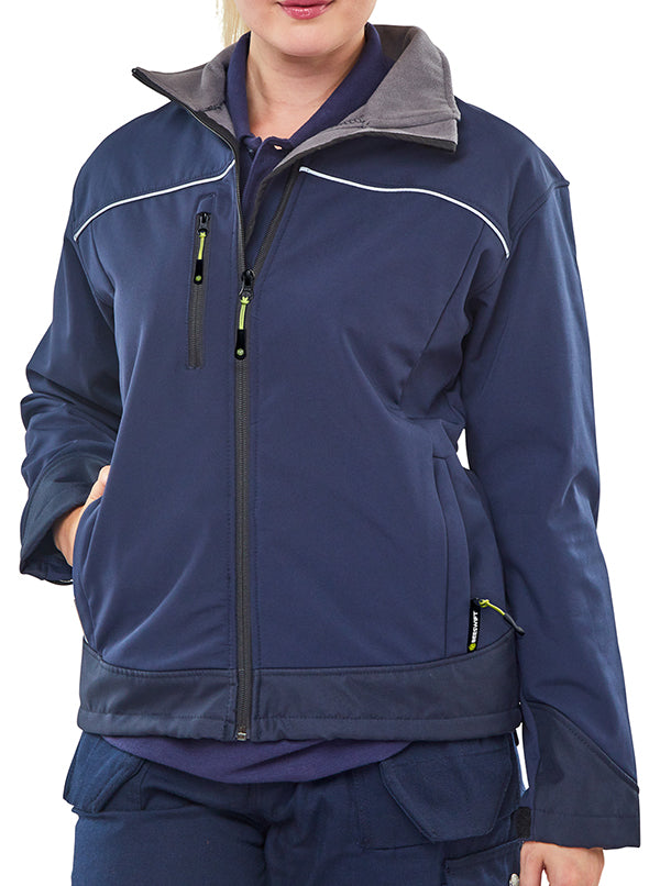 Women's Navy Soft Shell Jacket XXL (Size 18) - Windproof & Water-Resistant Outerwear