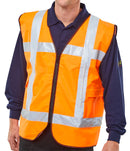 LIGHT VEST SAFETY BASIC FRONT LIGHT C/W POCKETS ORANGE L/XL