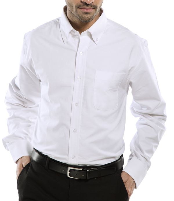 Men's Oxford Shirt Long Sleeve White Size 16.5 Regular Fit Formal Business Attire