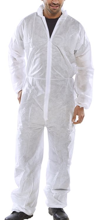 Stay Safe with Polypropylene Disposable Boiler Suit - White, Extra Large