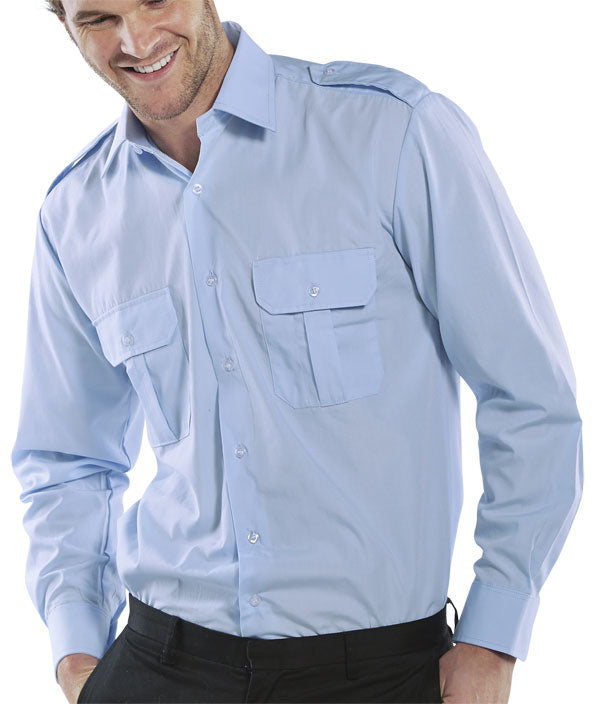 Stylish Pilot Shirt Long Sleeve Blue 16 - Comfortable Fit