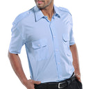 Professional Pilot Shirt Short Sleeve Blue 14.5 - Slim Fit Aviation Uniform