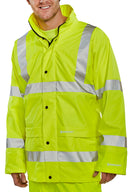 Top-Quality BSEEN Hi-Vis PU Jacket in Safety Yellow, Size XL - Enhanced Visibility & Style