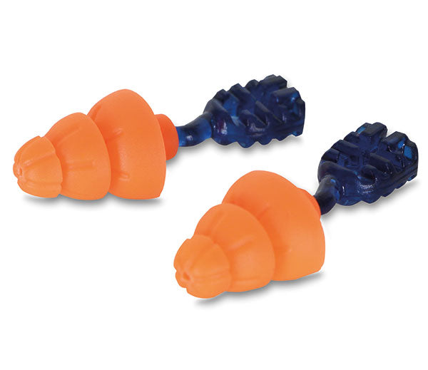 Orange Tri Flange Reusable Ear Plugs SNR 34 for Effective Noise Reduction