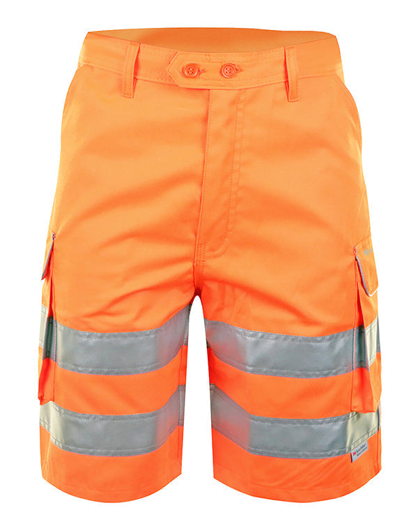 High-Visibility Orange Safety Shorts - Size 42 Durable & Comfortable Workwear