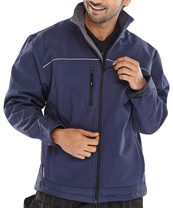 Soft Shell Jacket Navy 5XL - Waterproof Outdoor Coat for Big and Tall