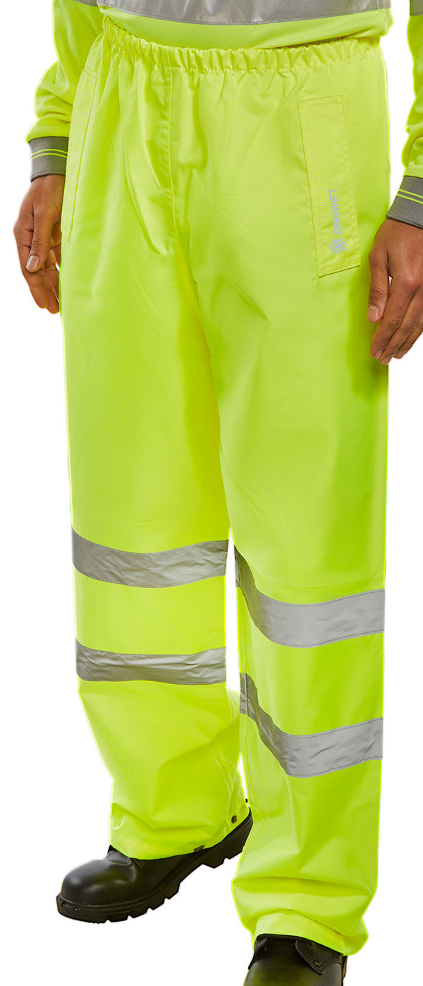 BSEEN Reflective Trousers Satin Yellow Small - High Visibility Safety Pants