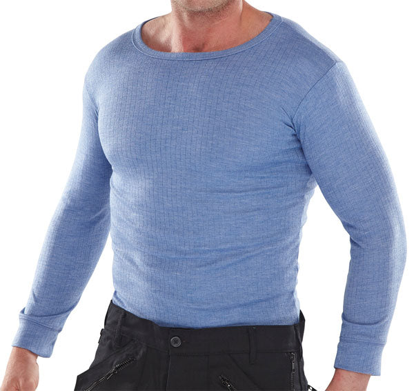 Men's Thermal Long Sleeve Vest Blue Size XXL - Winter Base Layer Shirt For Maximum Comfort