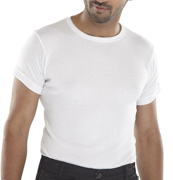 Premium Fit Short Sleeve Thermal Vest - White XXXL Men's Winter Base Layer