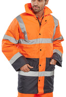 Large S-TRAFFIC Jacket in Orange/Navy Enhanced Visibility for Safety
