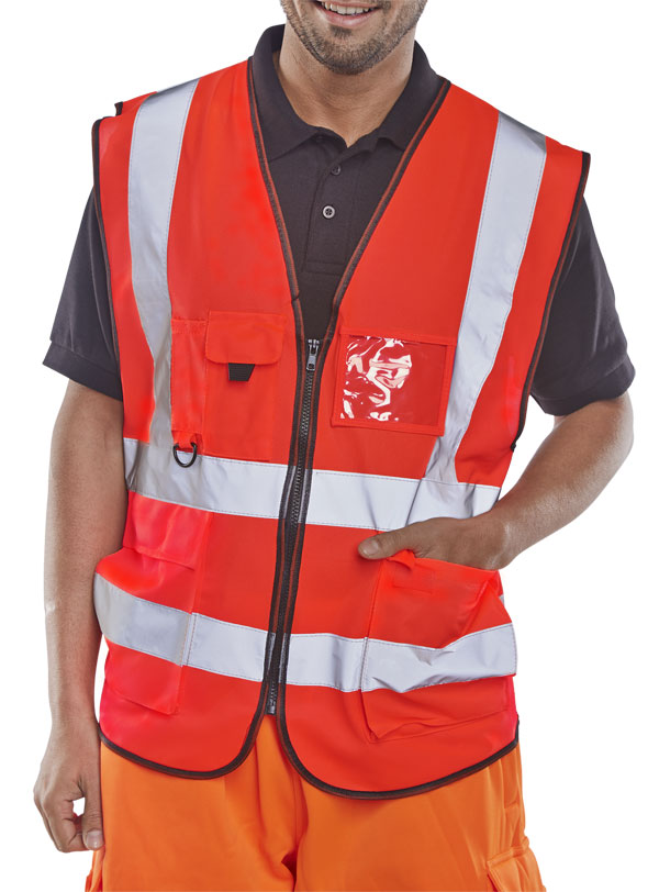 Executive Vest Red 4XL High-Visibility Safety Apparel for Professionals