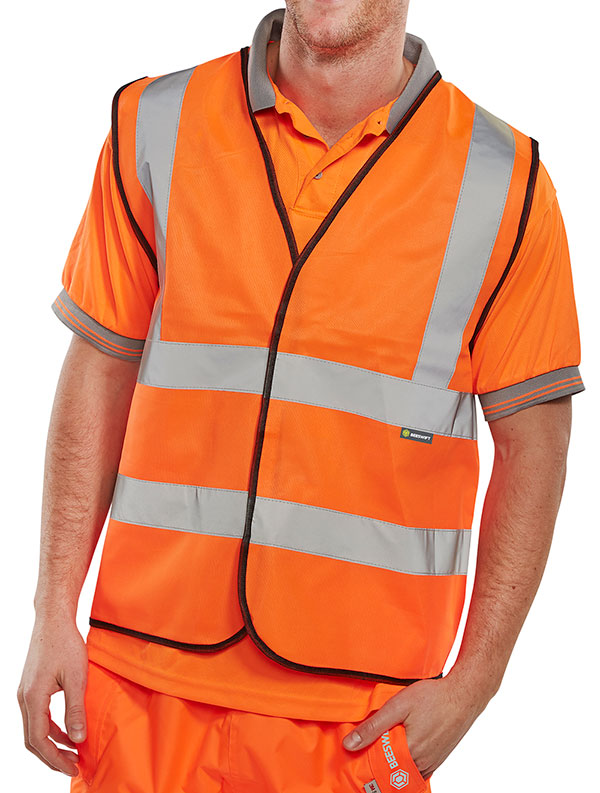 BSEEN Orange Safety Vest Large - High Visibility Reflective Gear