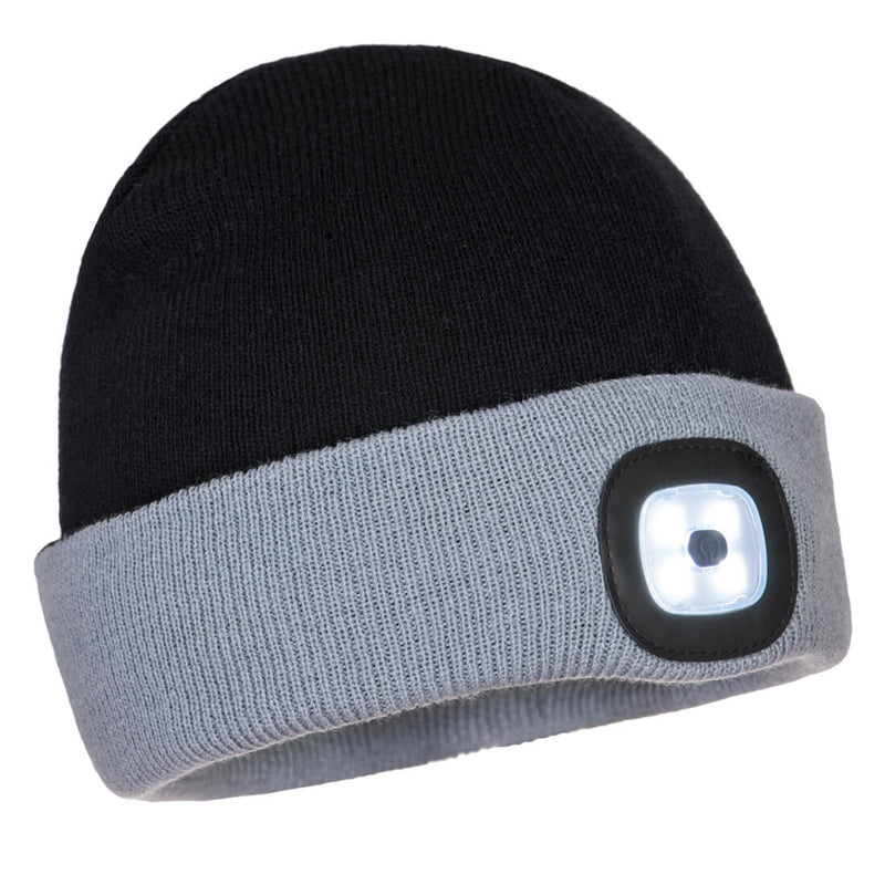 Gray Two Tone LED Rechargeable Beanie - Black/Grey