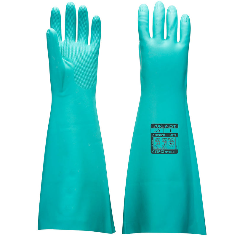 Light Sea Green Extended Length Nitrile Gauntlet